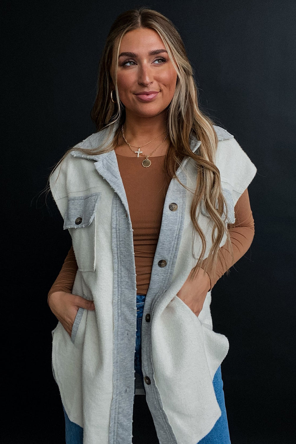 Light Grey Jacket Vest w/ Pockets