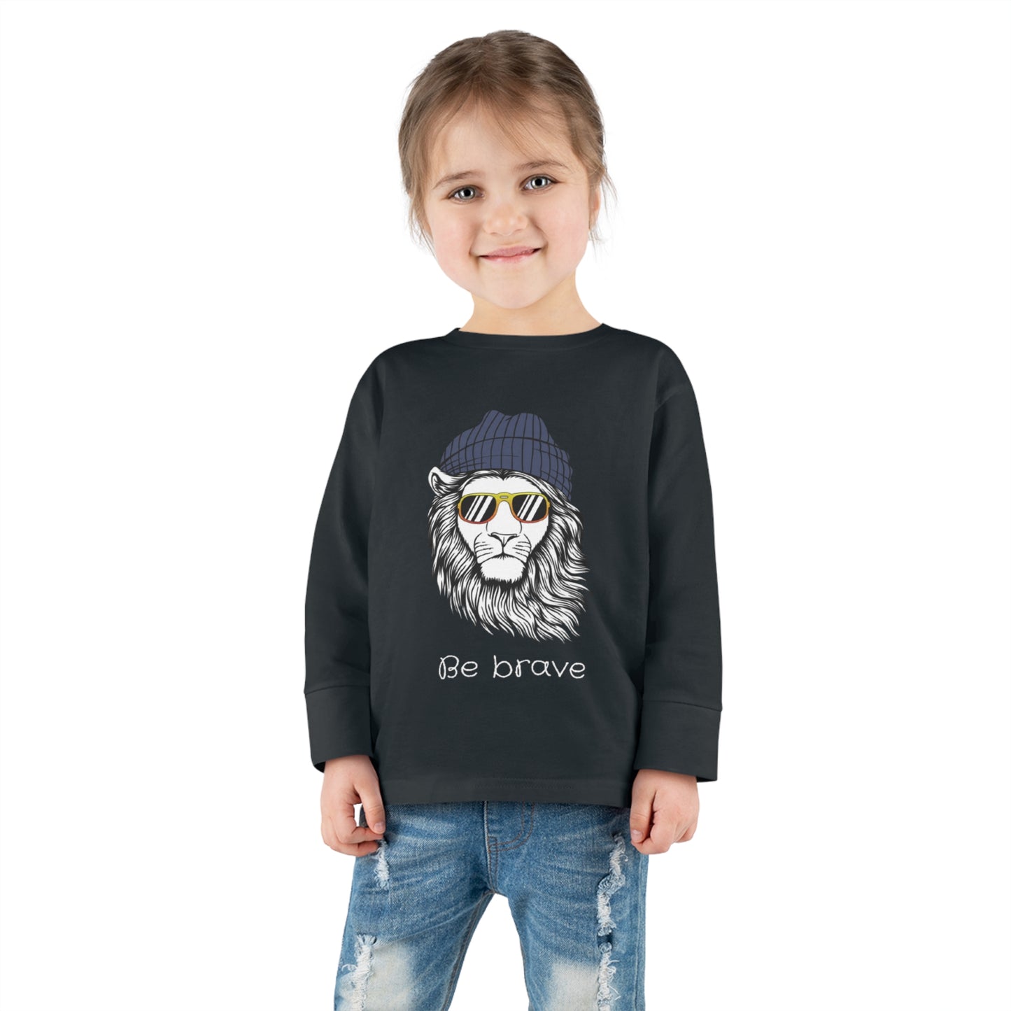 Toddler Be Brave Long Sleeve Tee, lion tee, lion long sleeve tshirt, bravery, lion shirt