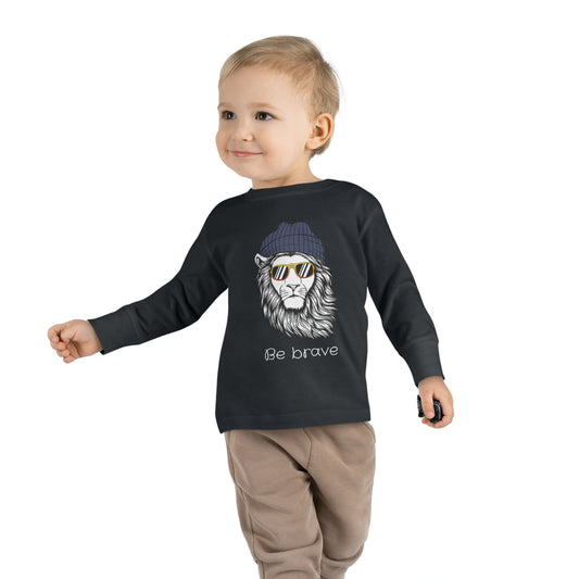 Toddler Be Brave Long Sleeve Tee, lion tee, lion long sleeve tshirt, bravery, lion shirt