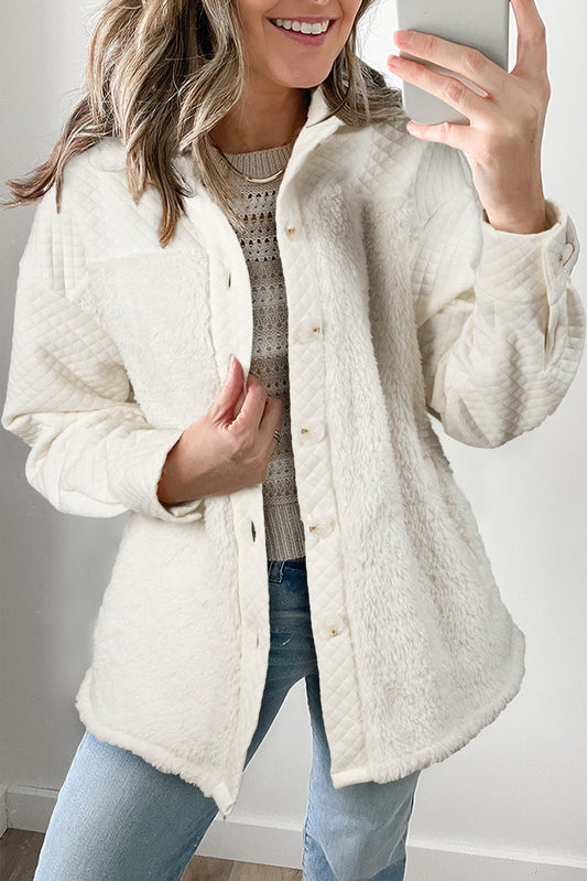 White, Quilted Sherpa Shacket