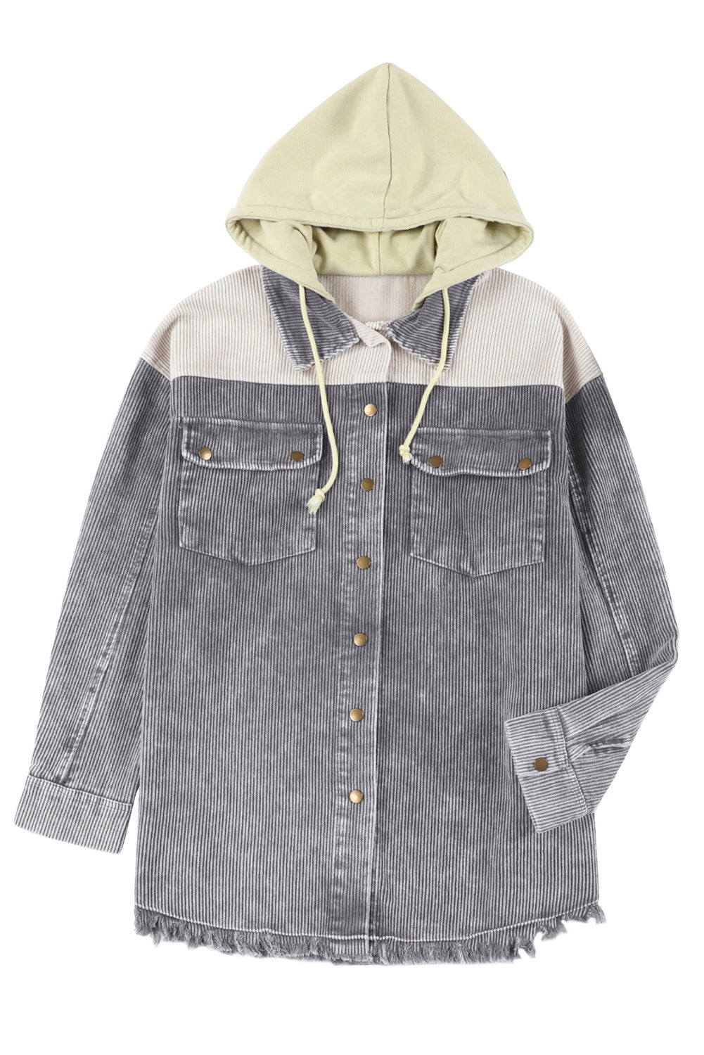 Button-Down Hooded Corduroy Jacket