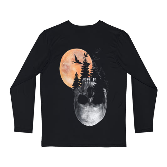 Skull tshirt, rock on shirt, Halloween long sleeve shirt, skulls, full moon, full moon and skull long sleeves tshirt