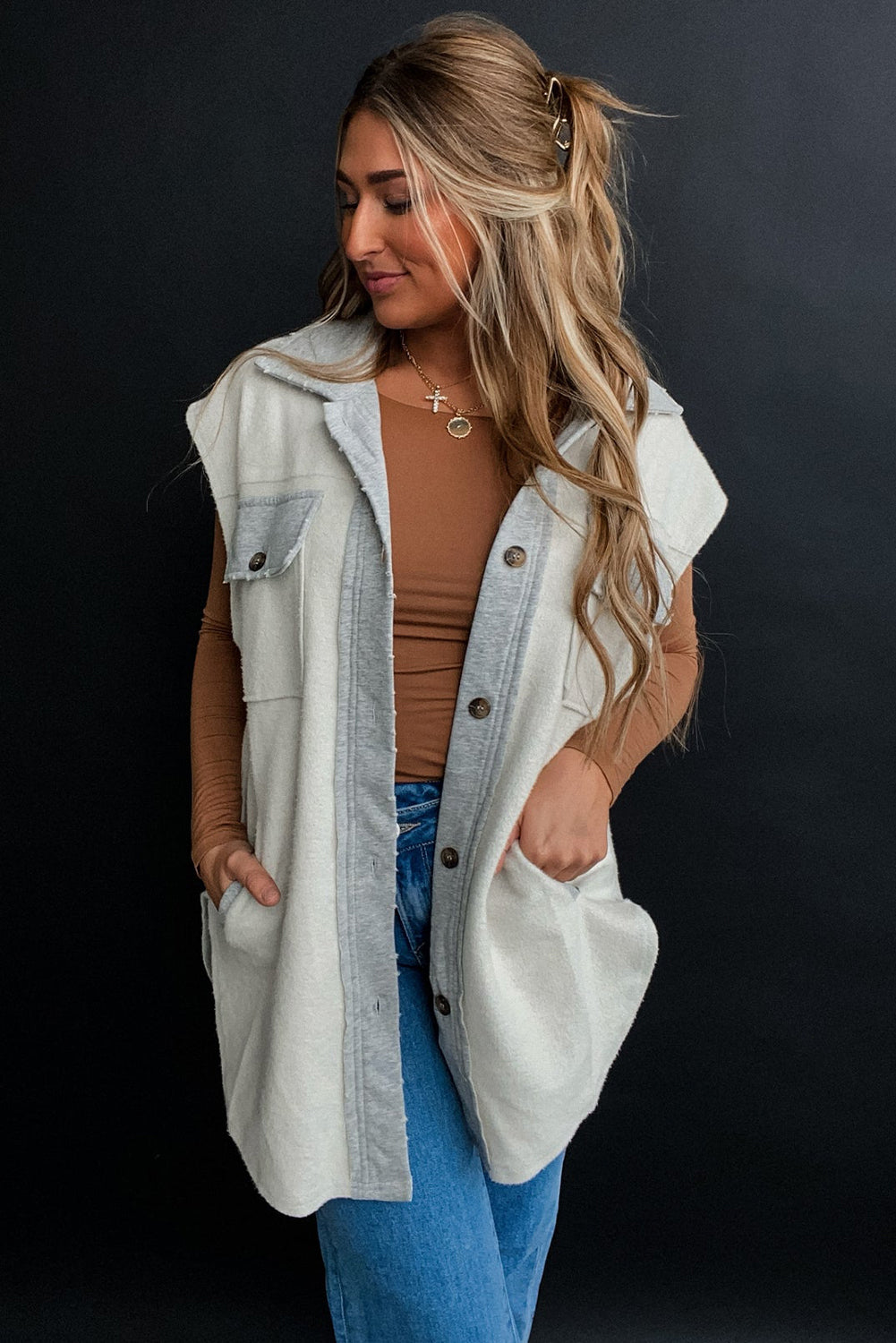 Light Grey Jacket Vest w/ Pockets