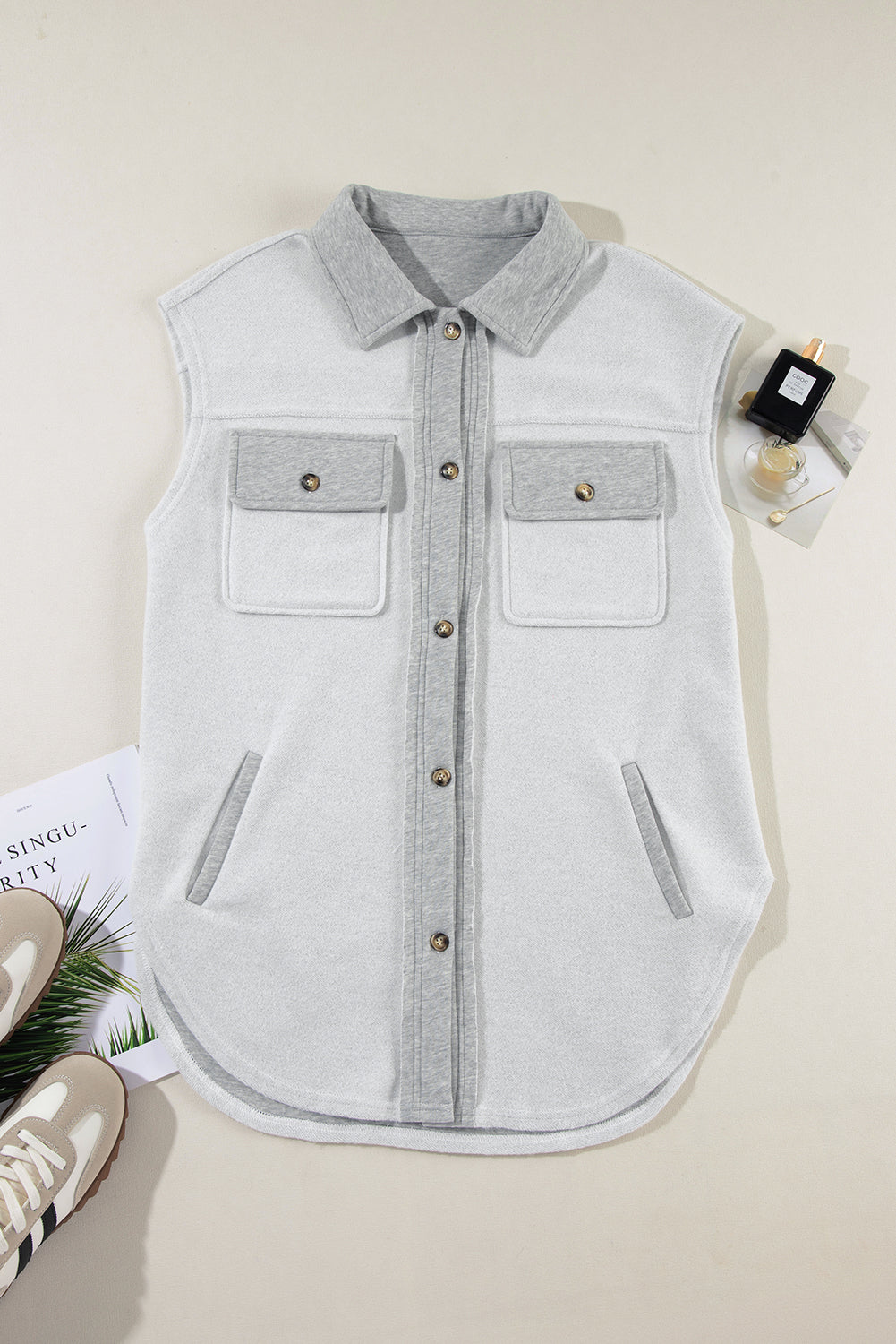 Light Grey Jacket Vest w/ Pockets