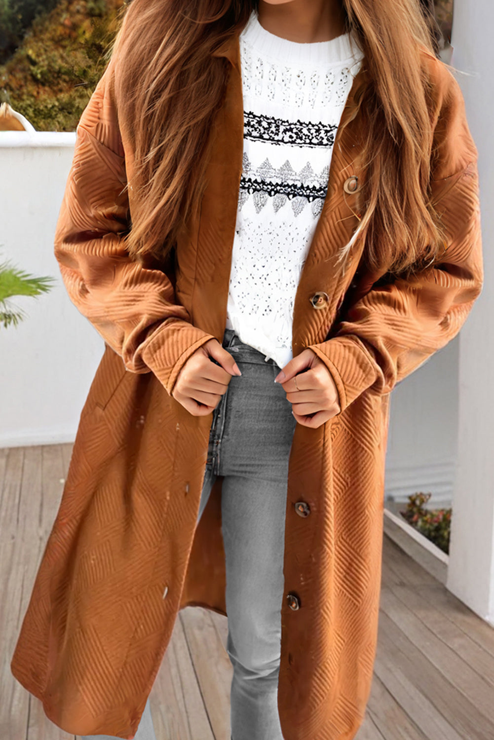 Gold Flame Collared Duster Coat